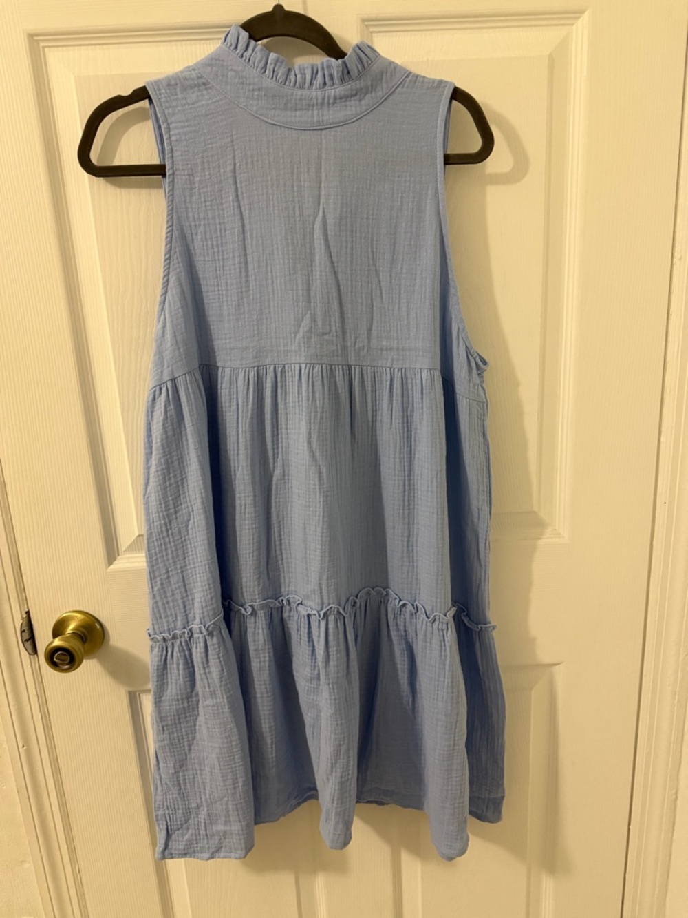 Cupshe Sky Blue Sleeveless Ruffle Neck Tiered Casual Dress